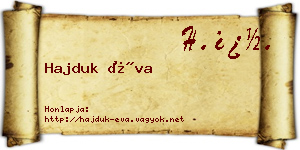 Hajduk Éva névjegykártya